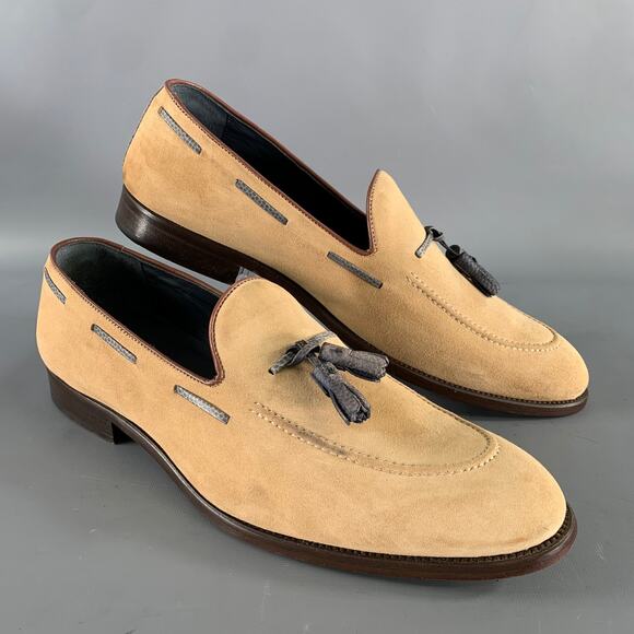 KLEIN EPSTEIN & PARKER Size 13.5 Brown Khaki Suede Tassels Loafers main image 7